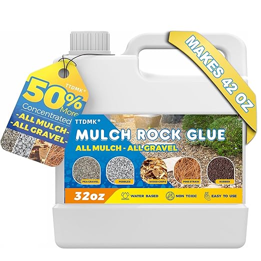 Make 42oz Rock Glue for Landscaping, Concentrated Mulch Glue, Gravel Binder for Pea Gravel, Bark, Waterproof Clear Outdoor Mulch Anchor, Stone Stabilizer for Paths, Patios, Driveways & Garden Border