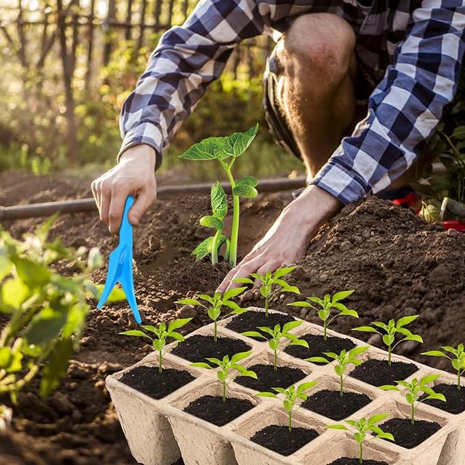 10 Packs Seedling Starter Trays, 120 Cells Biodegradable Seed Starter Plant Pots，Seed Germination Starter Tray Kit with 20 Labels, 2 Transplant Tools