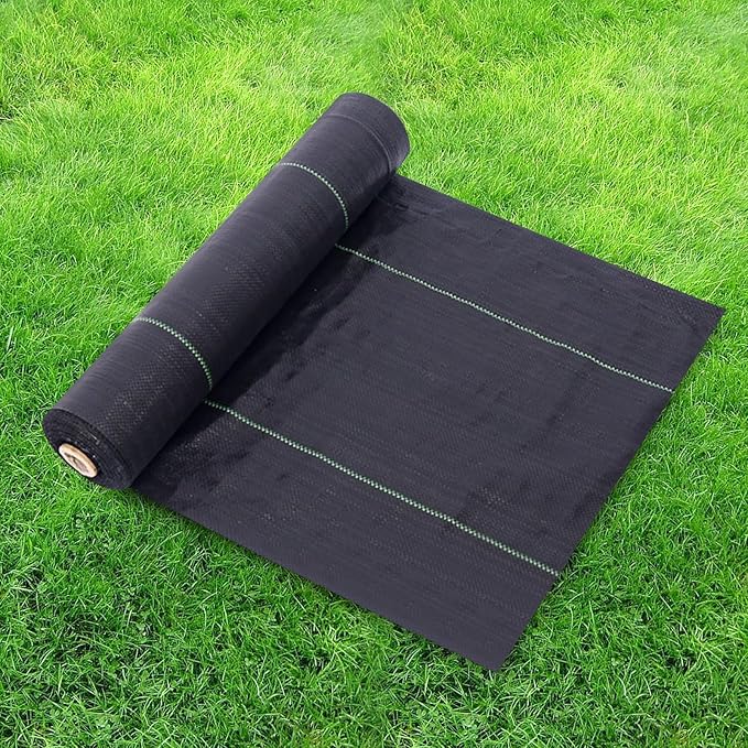 Weed Barrier Landscape Fabric 6 x 50 Ft., Ground Cover Fabric Block, Gardening Fabric Mat, Black Heavy Duty Garden Cloth Felt for Flower Bed, Patio, Orchard, and Playground, 3.2oz/sq.yd