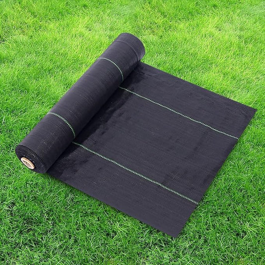 Weed Barrier Landscape Fabric 6 x 50 Ft., Ground Cover Fabric Block, Gardening Fabric Mat, Black Heavy Duty Garden Cloth Felt for Flower Bed, Patio, Orchard, and Playground, 3.2oz/sq.yd