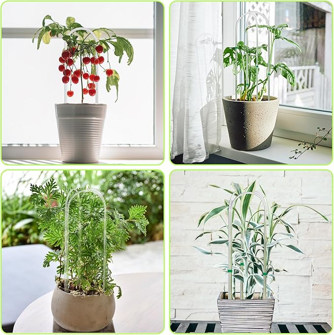 3 Pack U-Shape Acrylic Plant Trellis for Indoor Climbing Plants, 16 Inch Small Plant Trellis, Potted Plant Climber Support for Pothos, Vine Ivy, Houseplant