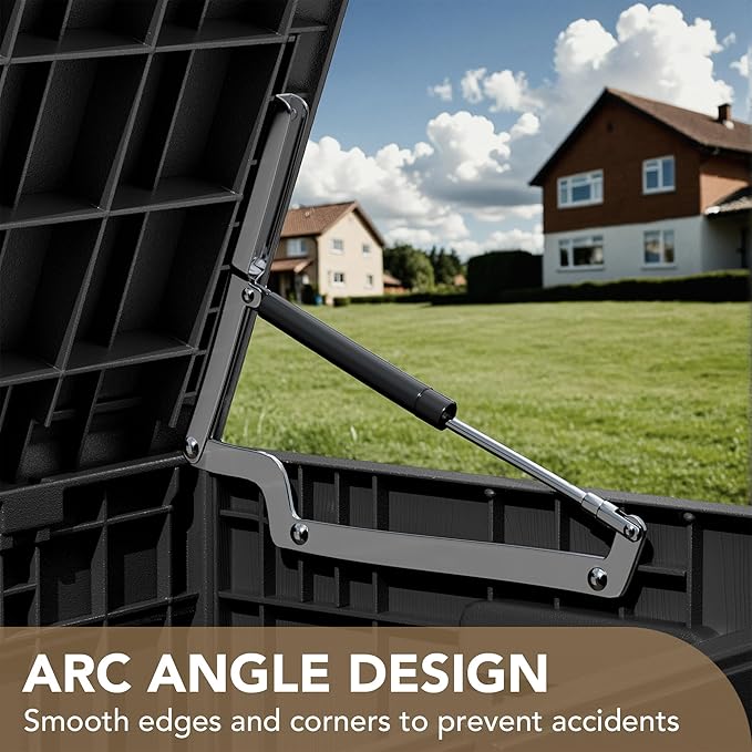 Devoko 85 Gallon Deck Box Lockable Resin Outdoor Storage Box waterproof Outdoor Container for Patio Furniture Cushions, Pillow (Black)