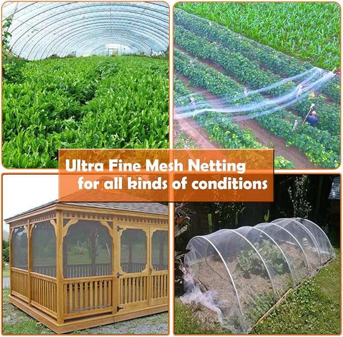 Garden Pest Barrier Netting, Insect Barrier Thickened Mesh Net Plant Covers 10x10Ft Ultra Fine Protection Netting for Vegetable Fruits Crops Row Cover Strawberry Raised Bed Bugs Out Screen Net