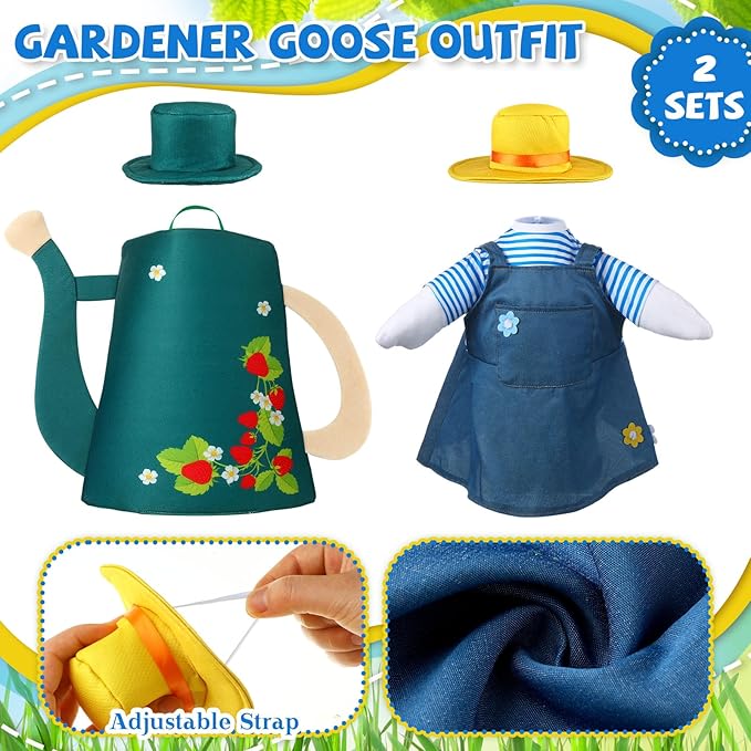 Frienda 2 Set Garden Porch Goose Outfit Clothes for 23" High Cement or Plastic Goose, Garden Yard Cement Geese Duck Clothes Costume for Fall Halloween Outdoor Yard Patio Decor
