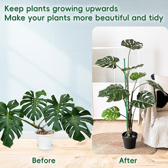 Plant Stakes, 20Pcs Plant Support Stakes Extended to 3ft 4ft 5ft, BOVITRO Garden Stake with Clips for Indoor Outdoor Plants, Orchid Sticks, Tomato Amaryllis Vegetable Stakes for Garden (14.2Inch)