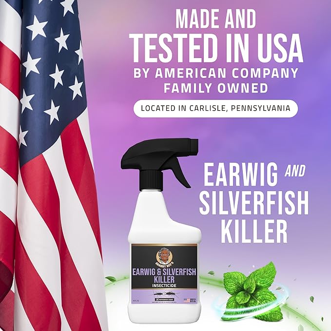 Granny Dee’s Silverfish Killer Indoor & Outdoor (Made in USA) - Kills Pests in 24 Hrs - Plant-Based Bug Killer with Peppermint Oil - Safe for Pets & Kids - Targets Earwigs, Ants, Insect, Fly & Spider