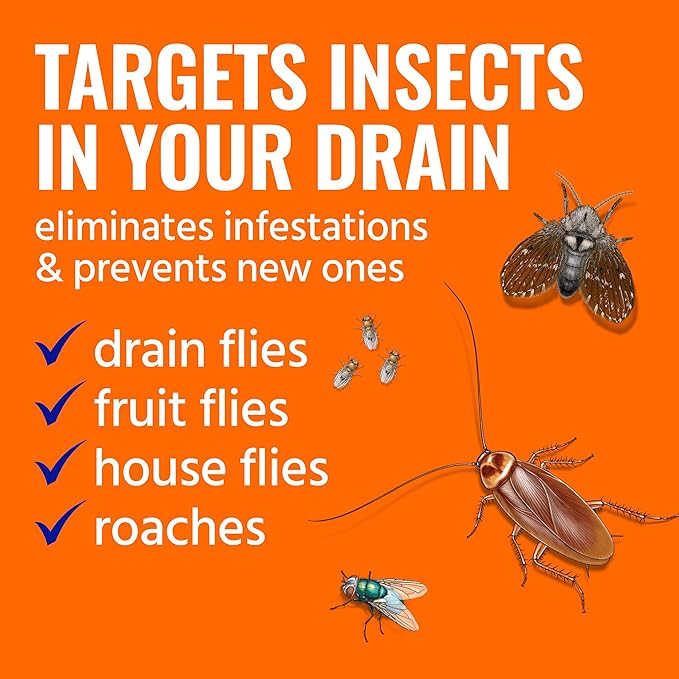 TERRO Drain Insect Killer - T590 Drain Fly Killer Spray - Foam Treatment for Fruit Flies, House Flies, and Cockroaches