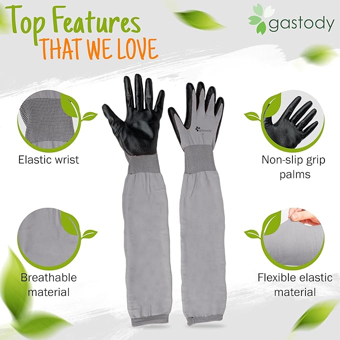 Gastody™ Long Sleeve Gardening Gloves Women and Men - Long Cuff Garden Gloves, Multipurpose Heavy Duty Outdoor and Indoor