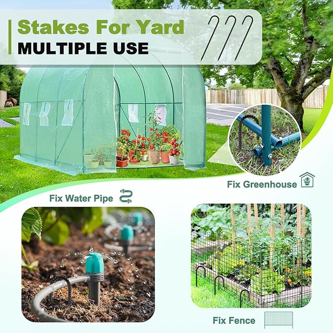 Kadrick 32-Pack Rebar Stakes 12 inch，J Hook Ground Stakes Anchors, Black Galvanized Fence Stakes,Heavy Duty 5/16'' Diameter