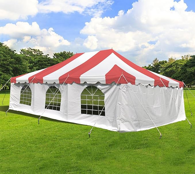 Party Tents Direct 20'x 30' Weekender Canopy Pole Tent with Sidewalls - Easy Up Canopy Tent with 120 Person Capacity - Outdoor Canopies for Parties, Weddings, and Events (Red/White)
