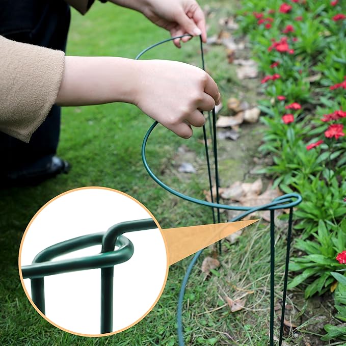 TCBWFY 10 Pack Plant Support Stakes for Peony,10" Widex16 High Heavy Duty Peony Cages and Support,Metal Peony Supports for Outdoor Indoor Plants,Plant Supports for Peony,Tomatoes,Hydrangea,Rose