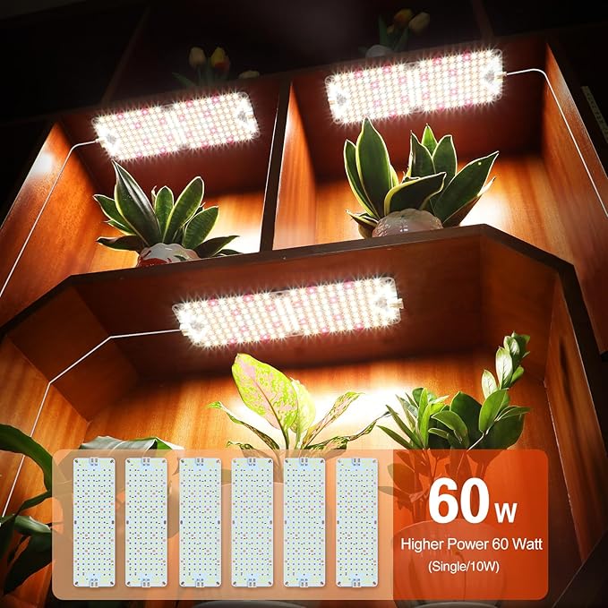 6Pack Panel Grow Lights for Indoor Plants, Seed Starting, Vegetables, Pot Plants, Bonsai with Timer, Ultra-Thin Under Cabinet & Shelf Full Spectrum LED Plant Growing Lamps, Multi-Panels Free Connect