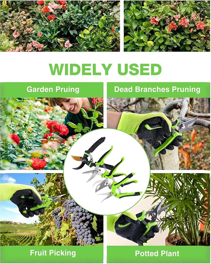 4-Pack Bypass Pruning Shears, Titanium Steel Blade,With Gardening Gloves,Shears Stainless, Ergonomic Hand Pruning Shears for Trees, Plants (Shears Gardening Tool Kit)