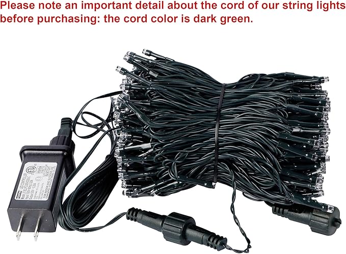 Home Lighting 66ft Christmas Decorative Mini Lights, 200 LED Green Wire Fairy Starry String Lights Plug in, 8 Lighting Modes, for Indoor Outdoor Xmas Tree Wedding Party Decoration (Warm White)