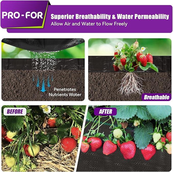 Heavy Duty Weed Barrier Fabric 3ft x 100ft, Landscape Ground Cover for Gardens & Driveways, Premium Weed Control with 10 U Shaped Staples