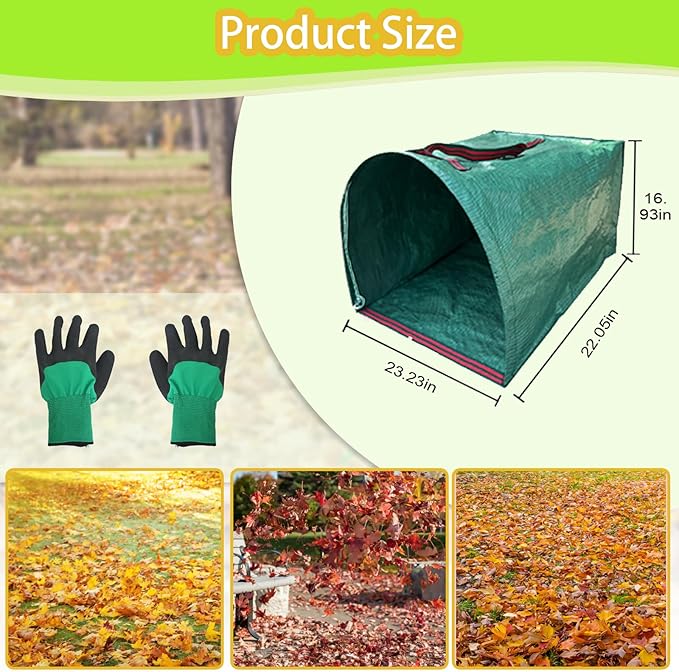 Reusable Yard Waste Bags, 40 Gallon Dustpan-Type Garden Bag 2 Pack, Heavy Duty Garden Bags for Lawn Maintenance & Outdoor Recycling,Garden Waste Container for Clean Up Outdoor Debris