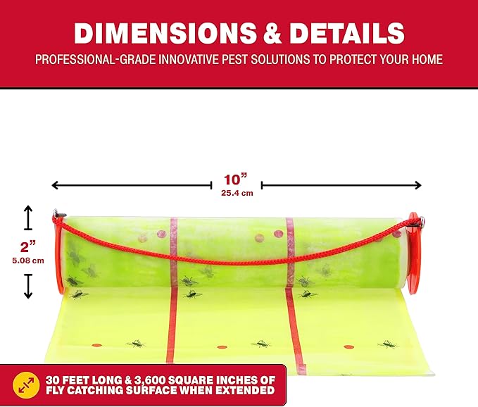 Catchmaster Giant Fly Glue Trap 1-Pack 30 Feet Each, Adhesive Fly Traps Outdoor, Sticky Bug Catcher, Bulk Flying Insect Paper Roll, Pet Safe Pest Control for Garage, Barn, Greenhouse & Garbage Room