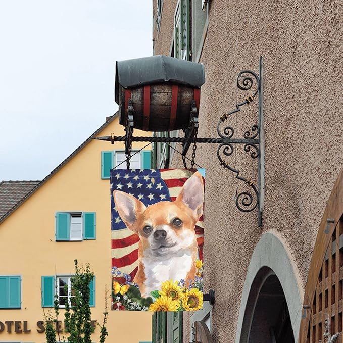 Chihuahua American Flag Patriotic Dog Garden Flag Welcome Party Outdoor Outside Decorations Picks Home House Garden Yard Decor 12x18 Inch