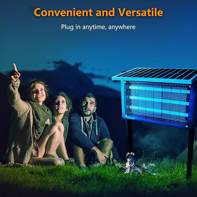 Powerful Super Large Solar Bug Zapper Outdoor for 8000 sq.ft, Poartable Rechargeable Mosquito Zapper with High Powered, Cordless Solar Fly Zapper for Patio Garden Backyard RV Camping Pond Pest Control