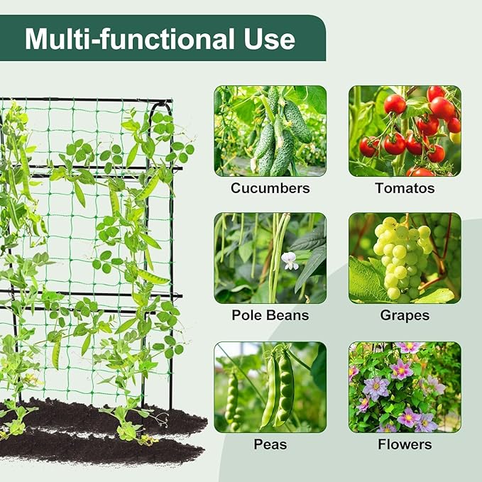 Cucumber Trellis for Raised Bed, 4 feet Garden Trellis for Climbing Plants Outdoor, Plastic-Coated Metal Arch Plant Support for Flower Vines Vegetables Peas Beans Cucumber Trellis, Black