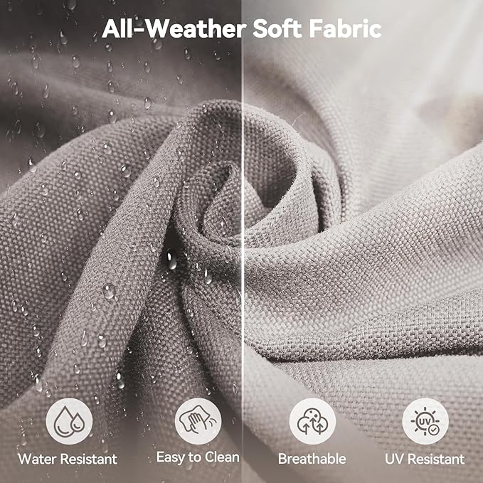 Luxury 6" Outdoor Cushions for Patio Furniture, 24x24x6 Thick Seat Cushion Set of 8, Fade Resistant Couch Chair Replacement Cushions High Density Deep Wicker Chair Cushion w/Removable Cover, Beige