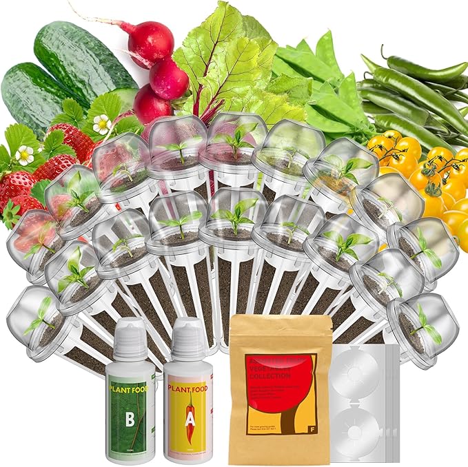 inbloom 18-Pod Vegetable Seed Pod Kit for AeroGarden, Ahopegarden, Gardencube Hydroponic Garden with 350+ Seed: Strawberry, Cucumber, Green Pepper, Cherry Tomato, Radish, Dwarf Pea – Mothers Day Gift