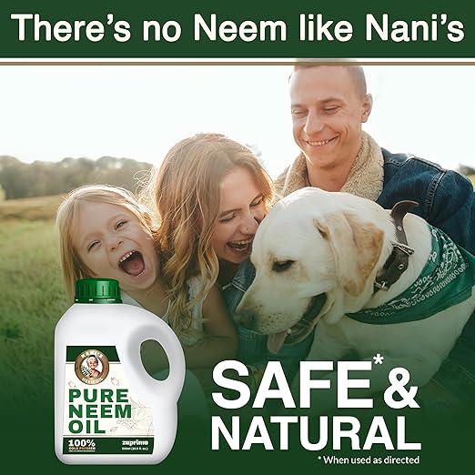 Nani's Pure Neem Oil for Plants Concentrate - Dilute for Use as Organic Neem Oil Spray for Plants, Outdoor & Indoor Use - 100% Cold Pressed - Horticultural Enhanced Plant Health & Shine Need (17 oz)