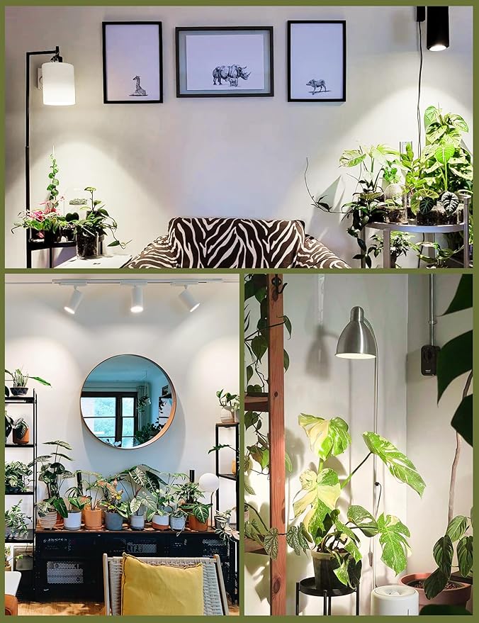 6W LED GU10 Grow Light Bulb, Natural White 4000K Full Spectrum Plant Light for Indoor Plants, E26 Base, 6 Pack