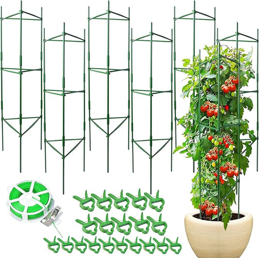 6 Pack Tomato Cage for Garden & Pots, Rust-Resistant Tomato Stakes Plant Cage Trellis Support for Climbing Vegetables Plants Flowers - 48 Inch
