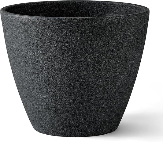 ARBORA 20" Valencia Polyresin Indoor and Outdoor Planter with Classic Black Finish - Durable, Weatherproof, Lightweight, Large Plant Pot for Patio, Garden, Deck, Entryway