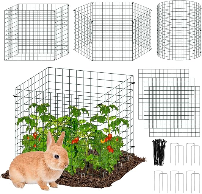 12 PCS Plant Protectors Covers from Animals, Metal Mesh Wire Plant Fence Protector Cage Garden Fence Animal Barrier Small Garden Fences Protection Chicken Wire Cloches from Animals for Outdoor Plants