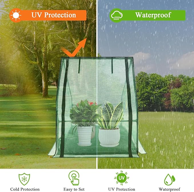 U'Artlines Portable Mini Greenhouse Small Green House with Waterproof Pad 36x36x42 Inch Plant Cover Tent for Garden Small Plants Indoor Outdoor, Green PE
