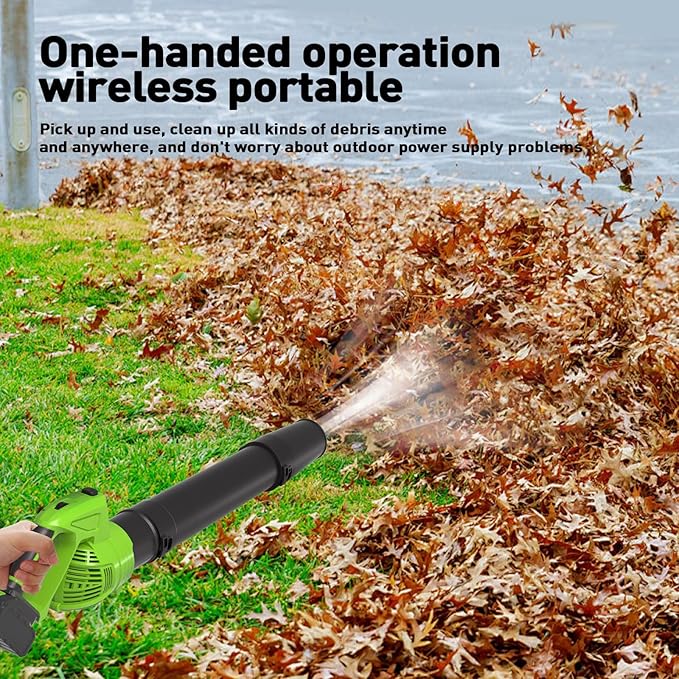 Cordless Leaf Blower with 2 Batteries & Fast Charger 5-Speed Adjustable - Lightweight Handheld Blower for Lawn, Yard, Driveway - 30% Less Fatigue Ergonomic Design (2 * 21V-4.0Ah)