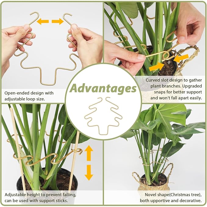 PRETTY JOLLY 5PCS Iron Monstera Plant Support Stakes Premium Plant Stand for Indoor & Outdoor Plants Practical Leaf Holders,Durable Trellis Accessories for Gardening Enthusiasts(Tree+Butterfly)