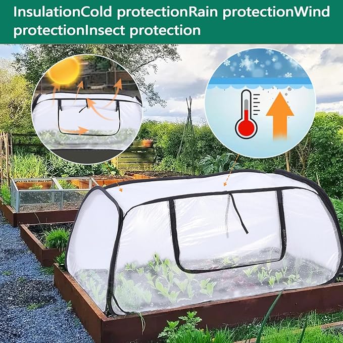 Garden Rows Accelerator Plants Cover,Garden Covers for Raised Beds,Freeze Protection Greenhouse Cover for Raised Garden Beds Protecting Seedlings Fruits Vegetable Rows (White)