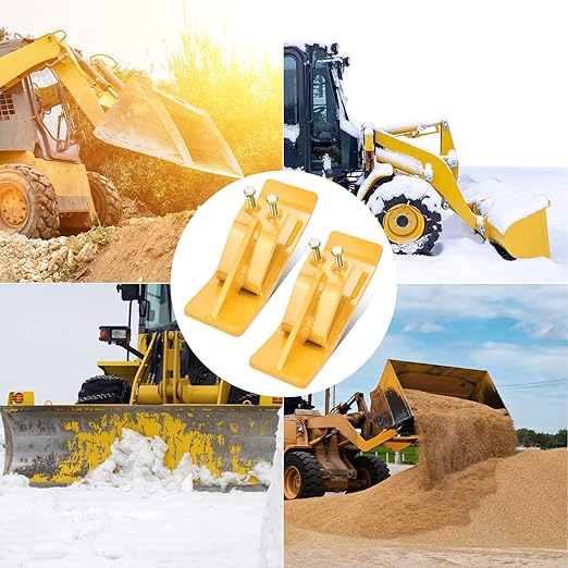 Tractor Bucket Protector(Upgraded Version), 2 Pcs Ski Edge Protector, Turf Tamer Skid Protector with Grade8.8 Double Lock Nuts and Bolts, Heavy Duty Steel for Snow Removal Spreading Gravel,Yellow