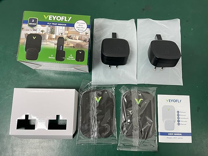 VEYOFLY Fly Trap Indoor, Fruit Fly Traps for Indoors, (2 Device + 6 Refills) Gnat Traps for House Indoor, Fly Catcher Indoor, Plug in Light Flying Insect Trap, Bug Light Killer, Fly Trap