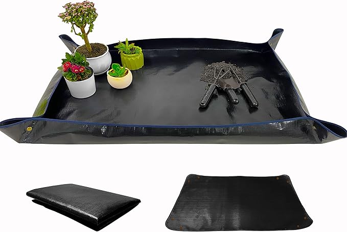 Extra Large 43in*30in Plant Repotting Mat, Waterproof, Foldable, Reusable, Black