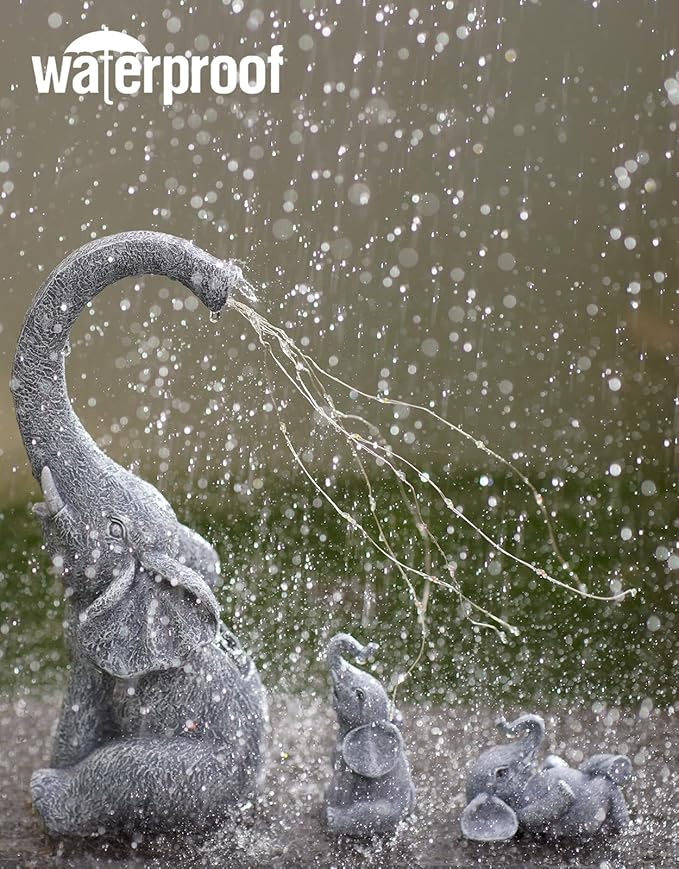 Qeeman Elephant Statues for Garden Decor: Outdoor Sculptures for Lawn Ornaments - Porch Patio Balcony Front Yard Birthday Gifts for Mom Grandma Women