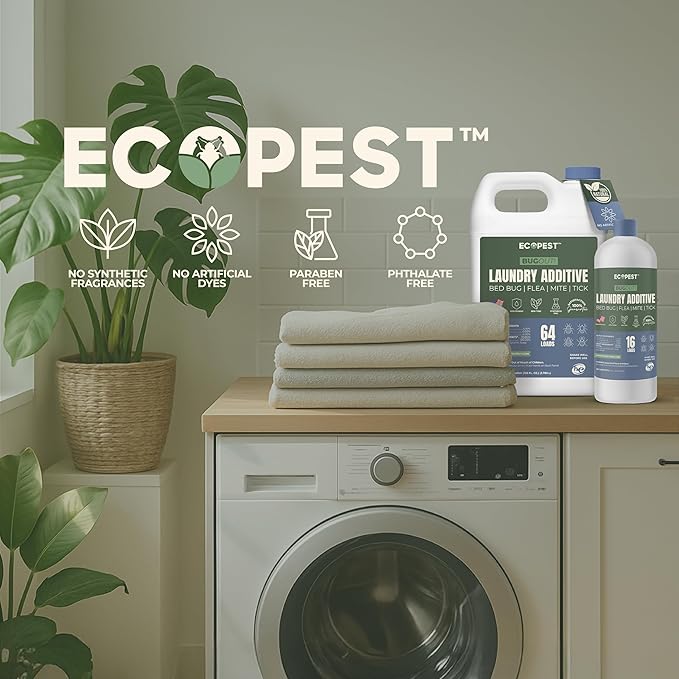 BugOut! Laundry Additive – Natural Detergent Booster for Bed Bug, Mite, Flea, & Tick Treatment & Prevention | Plant-Based Killer, Made with Fabric-Safe Soap | Works in Hot and Cold Wash (32 Oz)