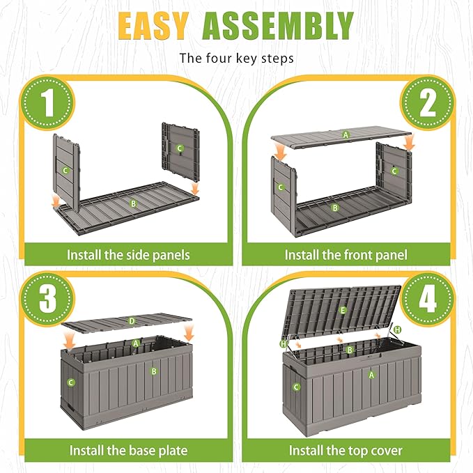Greesum 82 Gallon Resin Deck Box Large Outdoor Storage for Patio Furniture, Garden Tools, Pool Supplies, Weatherproof and UV Resistant, Lockable, Coffee