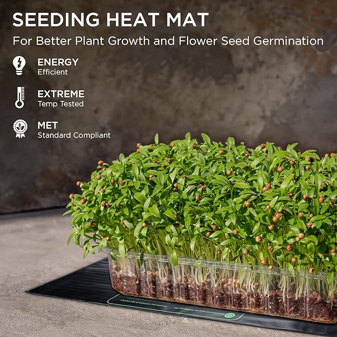 Seedfactor MET Certified Seedling Heat Mat, Adjustable Temperature, Waterproof, Durable Germination Station, Warm Hydroponic Heating Pad, Indoor Home Gardening, 48" X 20"