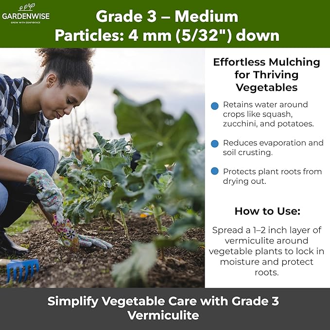 Organic Coarse Vermiculite for Indoor Gardening Plants and Mushrooms – Enhances Soil Aeration, Seed Germination, Rooting Cuttings – Small Packages and Bulk (Vermiculite Grade 3 – Medium, 5 qt)