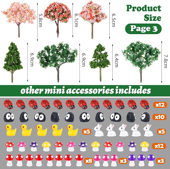 109 Pcs Fairy Garden Accessories Fairy Garden Kit Miniature Fairy Figurines Accessories Fairy Animals Decor Outdoor for DIY Dollhouse