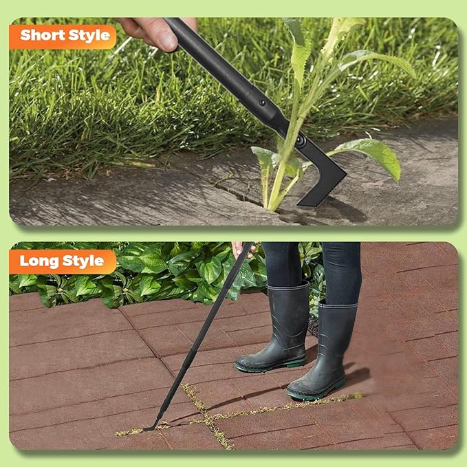 Crack Weeder 43.7" Long Handle Manual Crevice Weeding Tool Weed Puller Tool Durable Weed Remover for Sidewalks, Pavers, Deck Boards, Narrow Wall Gaps
