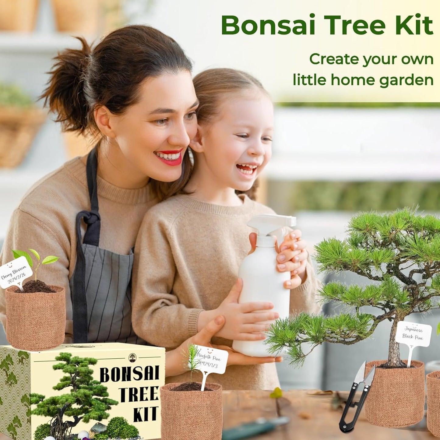 Premium Bonsai Tree kit - 10 Types Bonsai Tree Growing Set for Starter with Soil, Pots, Scissor, Plant Makers, Grow Greenery Indoor, Beginner Planting Kit Plant Gifts