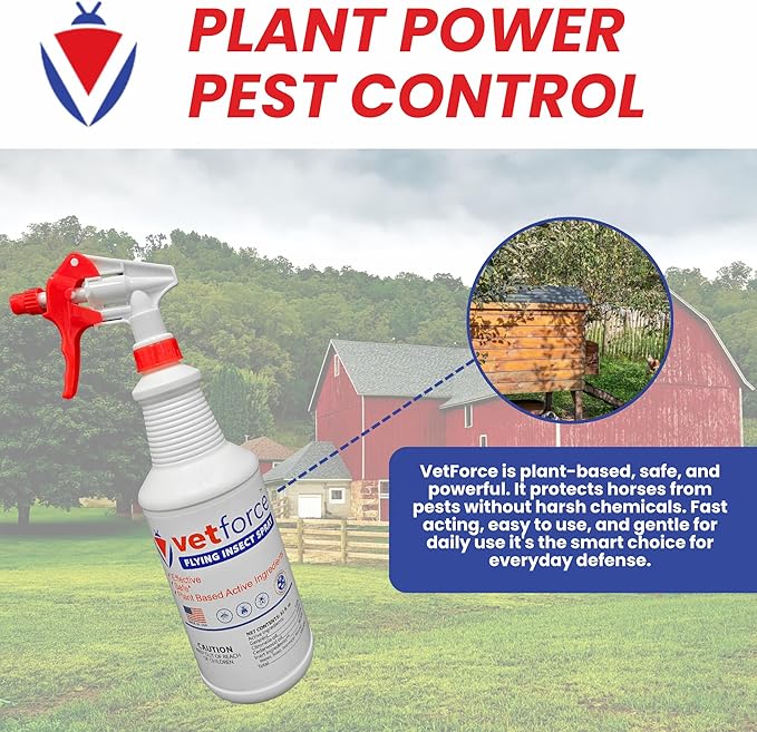 Flying Insect Spray – Fast Action Formula – Broad Coverage Use – Plant-Derived Oils – Easy Spray Application – for Mosquitoes, Stable and House Flies – Gentle Around Animals – 32 oz