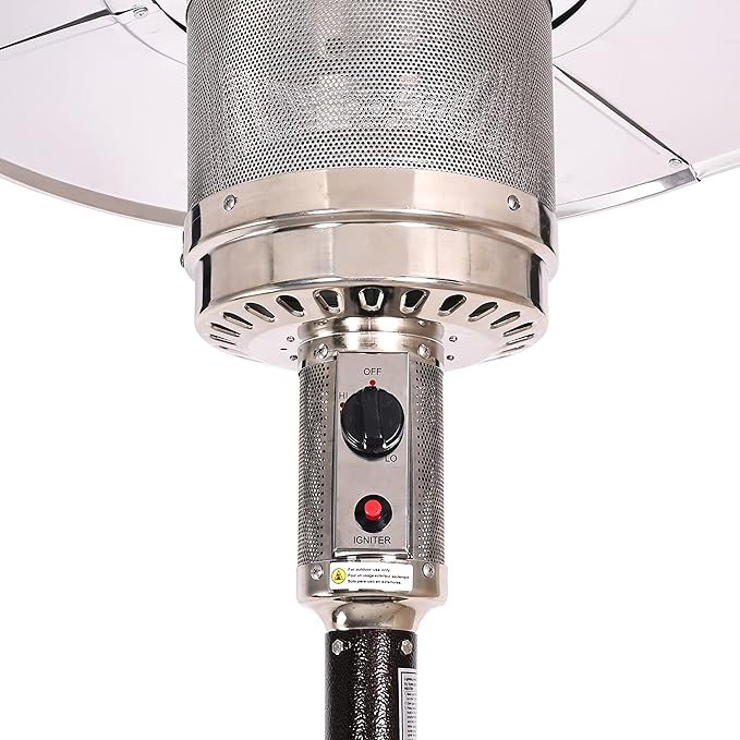 48,000 BTU Outdoor Propane Patio Heater with Wheels, Commercial & Residential, Bronze