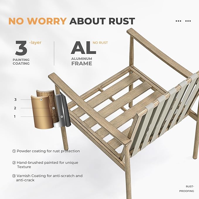 HAPPATIO 9-Piece Patio Table and Chairs Set for 8, Aluminum Outdoor Dining Set with Cushions, 6 Dining Chairs and 2 Swivel Chairs, 1 Large Rectangular Table with Umbrella Hole, Brown