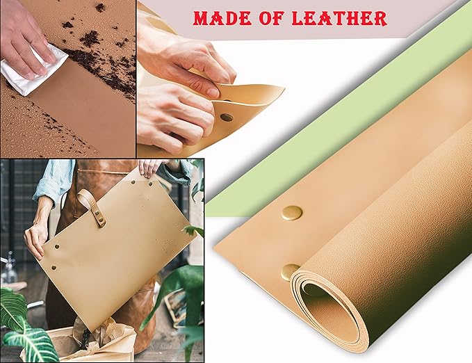 Leather Plant Repotting Mat Waterproof Transplanting Mat Indoor Succulent Potting Portable Gardening Mat, 30" X 18" Thickened Foldable Plant Potting Tray and Mess Control mat
